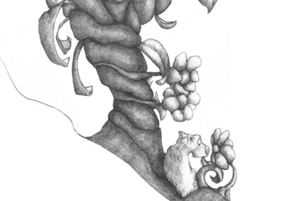 M-J Kelley's drawing of her beloved dog Spit. Graphite.