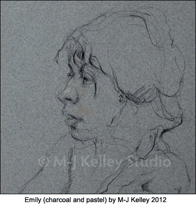Emily (charcoal and pastel) by M-J Kelley 2012 Figure drawing of Emily (charcoal and pastel) by M-J Kelley 2012