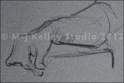 Hand Holding Arm of Chair by M-J Kelley (charcoal)